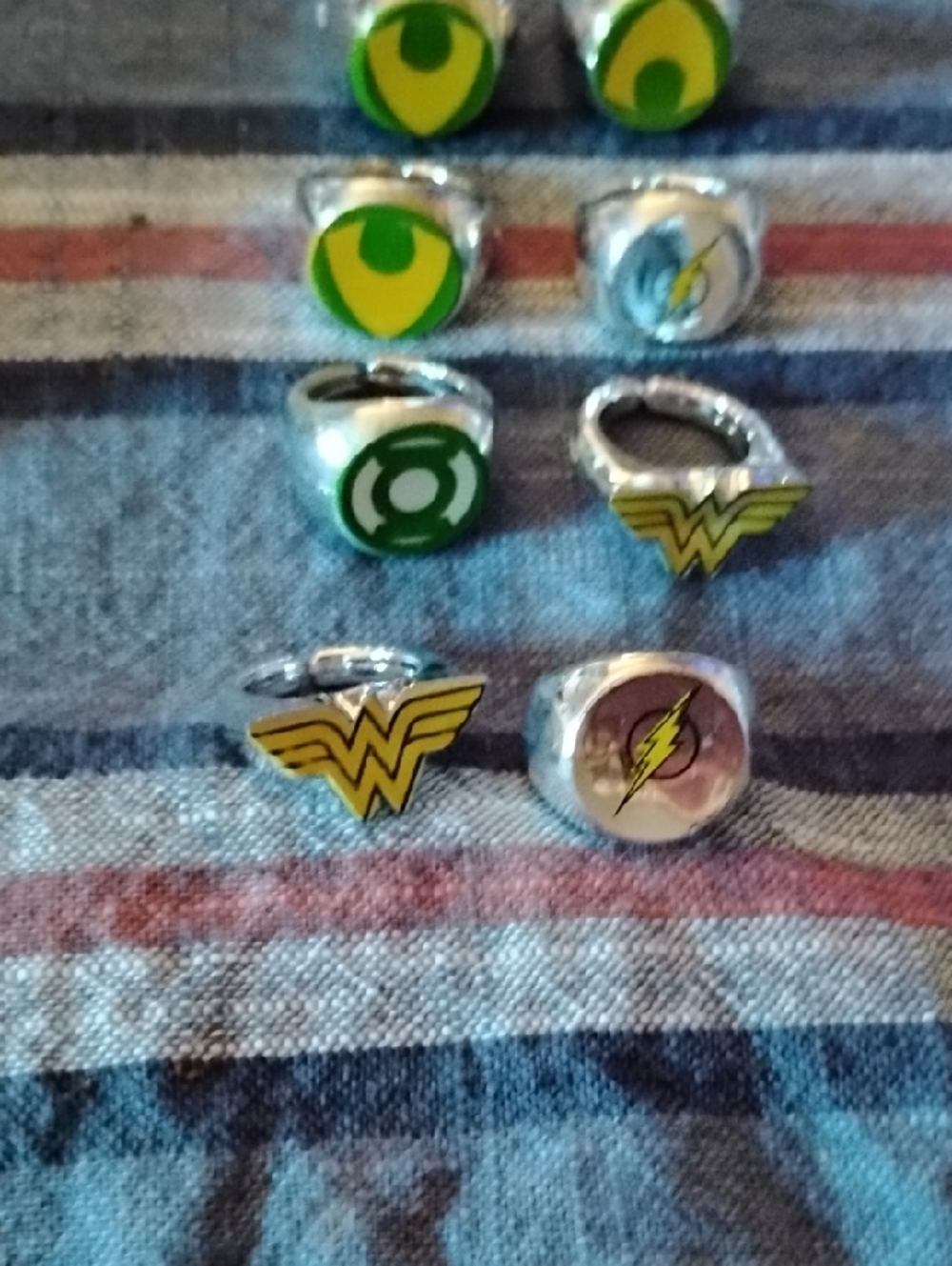 Superhero Logo Adjustable Rings - Green & Yellow